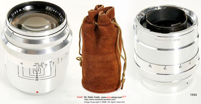 Zeiss-Opton SONNAR 8.5cm f/2.0 telephoto lens 1954 model