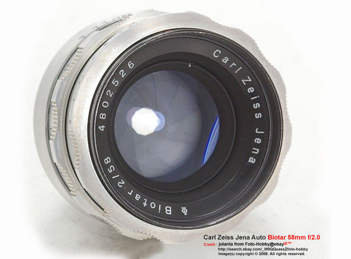 Carl Zeiss Jena Auto Biotar 58mm f/2.0 stanard lens in Pentazx M42 mount