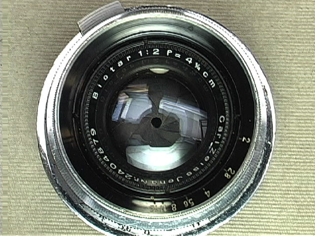 Carl Zeiss Jena BIOTAR 1:2 f= 4.25cm chrome front view