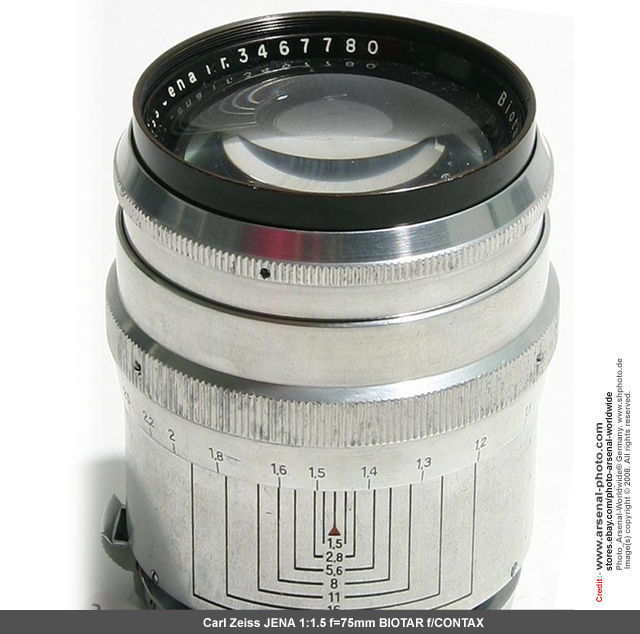 Carl Zeiss JENA 1:1.5 f=75mm BIOTAR T by Foto-Arsenal Worldwide