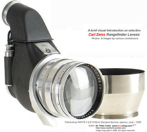 Car Zeiss Jena 18cm f/2.8 Olympia Sonnar, 1938 link to main index page for MORE .......