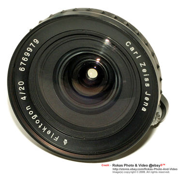 Frotn view of Exakta mount Carl Zeiss JENA FLEKTOGON 1:4 f=20mm Ultra-wideangle lens