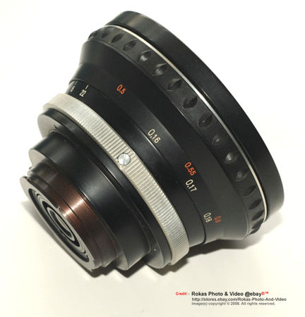 Lens data and featues on an Exakta mount Carl Zeiss JENA FLEKTOGON 1:4 f=20mm Ultra-wideangle lens