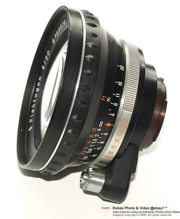 Side view of an Exakta mount Carl Zeiss JENA FLEKTOGON 1:4 f=20mm Ultra-wideangle lens