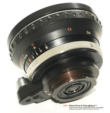 Carl Zeiss JENA FLEKTOGON 1:4 f=20mm Ultra-wideangle lens with view of rear mount section in Exakta
