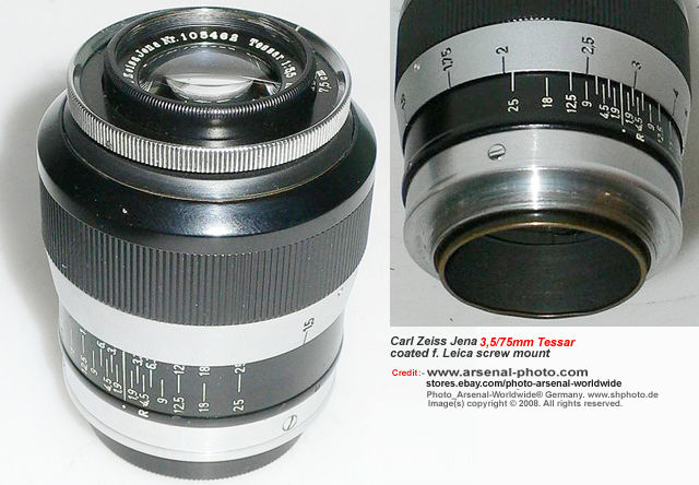 Carl Zeiss Jena Tessar 75mm f/3.5 for Leica SM