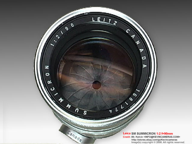 Front relection of lens elements of Leica SUMMICRON 1:2 / 90 LEITZ Canada version 