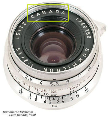 Leitz Canada Summicron 35mm f/2.0 (1:2/35mm) wideangle lens in screw mount LSM