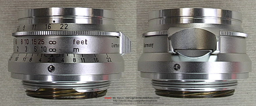 Leitz's Summaron 2.8/35mm wideangle lens side views of lens barrel and distance scales