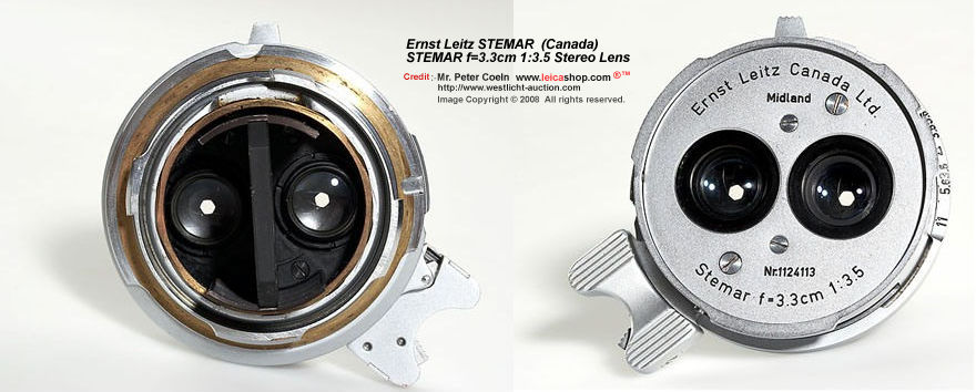 Ernst Leitz STEMAR (Canada)
STEMAR f=3.3cm 1:3.5 Stereo Lens front and rear section view