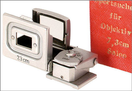 Leica / Leitz 7,3cm SAIOO Finder 7,3cm folding finder, parallax adjustment in meter, red maker's box, in mint condition, rare