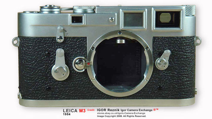 Leica Ernst Leitz Wetzlar M3 rangefinder camera front view without lens attached