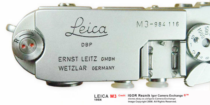 Leica Ernst Leitz Wetzlar M3 rangefinder camera TOp camera panel view (LEFT)
