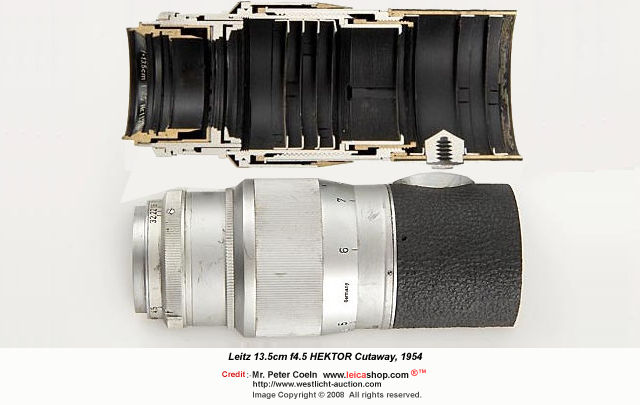 Leica / Leitz 13.5cm f4.5 HEKTOR Cutaway, 1954 