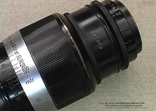 Front section with focusing rngs and aperture Ernst Leitz Wetzlar Elmar 135mm f4,5 