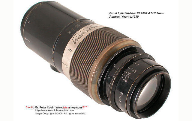 Elmar 4.5/135mm for IC non-standardised mount (camera nos. 48853, 49853, 51853 or 54853), approx. Year: 1930 Serial no. 853 ??