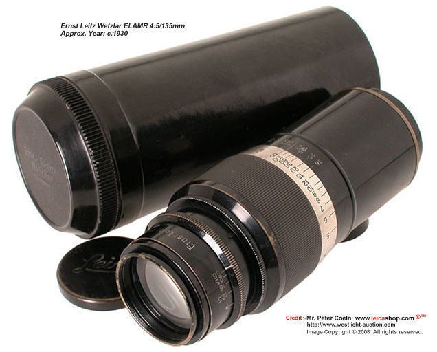Elmar 4.5/135mm for IC non-standardised mount (camera nos. 48853, 49853, 51853 or 54853), approx. Year: 1930 Serial no. 853 ??
