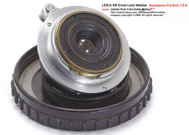 Rear lens mount section Leica rangefinder SM Ernst Leitz Wetzlar 1:5.6 F=2.8CM SUMMARON wideangle lens 