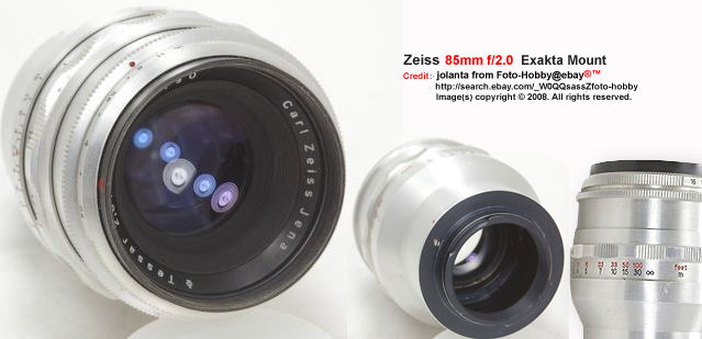 Zeiss 85mm f/2.0 Exakta lens mount