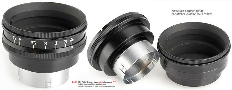 Aperture control device or collar for Nippon Kogagu Japan / Nikon S-mount rangefinder series of Micro-Nikkor 1:3.5 f=5cm