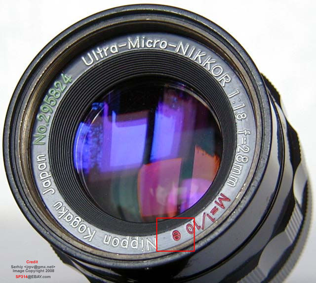 Nippon Kogaku Japan Ultra-Micro-NIKKOR 1:1.8 f=28mm M=1/10 ew-line type model