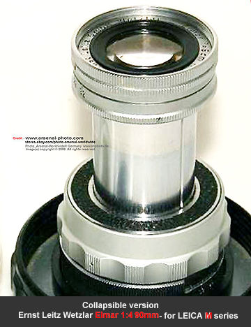 Collapsible ELMAR 90mm f/4 for LEica M series rangefinder cameras