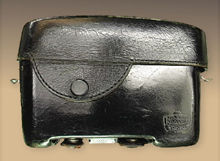 A rare black leather camera case for Nikon SP rangefinder cameras back view