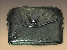 a rare soft leather case/pouch for any Nikon S-series rangefinder camera models back section view with locking screw