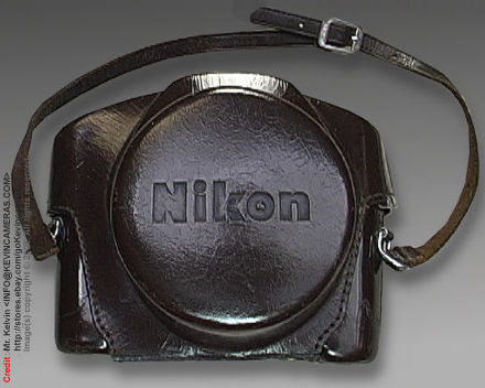 Black Nikon SP leather camera case for Nikkor-S 1:1.1 F=5CM