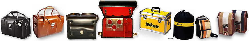 Colourful designs of camera cases, pouches, shoulder bags, compartments appeared at the Nikon F3 era