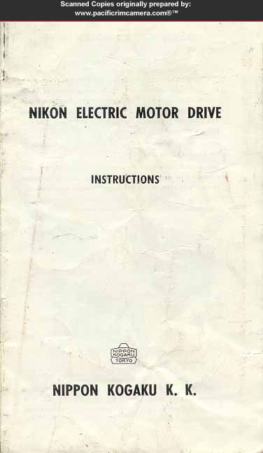 Instruction Manual Nikon S36 Motor Drive Unit cover