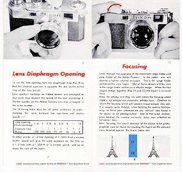Instruction Manual Nikon S2, Page 7/8 lens diaphragm and focusing 