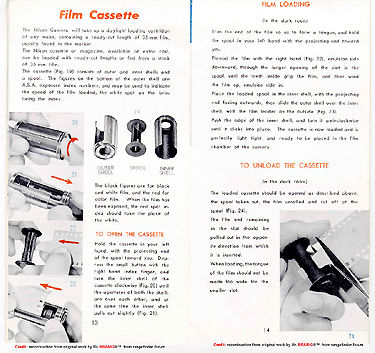Instruction Manual Nikon S2, Page 13/14 Film cassette and film loading