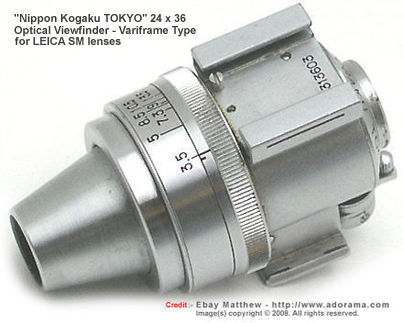 Nikon (Nippon Kogaku K.K.) early all chrome version of the Variframe Optical Viewfinder for Nikon  S-series rangefinde cameras