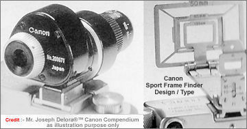 Canon Sport Frame Finder as well as a on camera mounted Varifocal finder