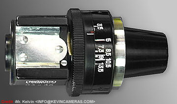 Top view of a Black finished, Nikon late version of Variframes Optical Finder for Nikon S-series rangefinder cameras