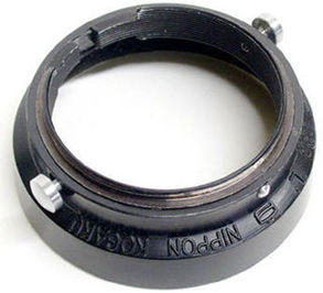 Rear section view of details in A different version (early series) of lens hood designed for Nikkor f=3.5cm 1:2.5 with engraving of LSM marking