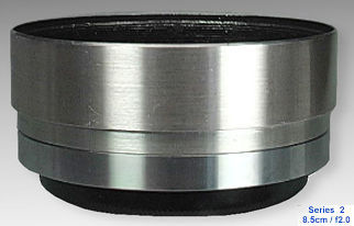 2nd 2-pieces version of chrome metal lens hood for Nikkor-P 8.5cm f/2.0 telephoto lens section view