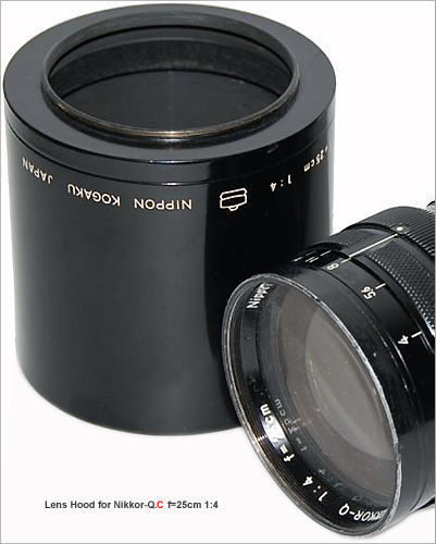 lens hood for the 25cm f/4.0 short mount long telephoto RF Nikkor lens