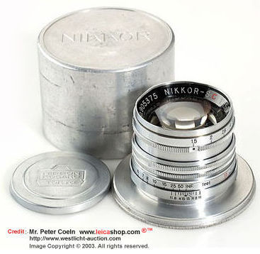 old chrome lens cap and keeper for Nikon rangefinder Nikkor-S.C 5cm f/1.5