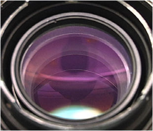 reflection of  the front lens element of Nikkor-P.C 1:2.5 f=10.5cm (105mm f/2.5) Telephoto lens for rangefinder Nikon cameras