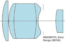 Optical design, diaphragm, illustration on a rangefinder version of the Nikkor-P.C 1:2.5 f=10.5cm (105mm f/2.5) telephoto lens for Nikon rangefinder cameras 