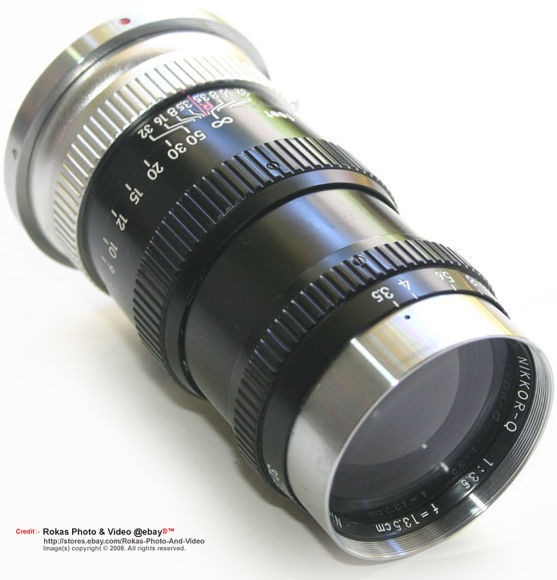 Nippon Kogagu Japan Nikkor-Q.C 1:3.5 f=13.5cm new style design for Nikon rangefinder cameras in black