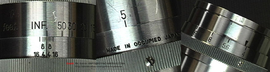 Made in Occupised Japan MIOJ engravings on the Nikon's RF  Nikkor-Q.C 1:3.5 f=13.5cm telephoto lens 