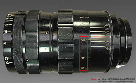 Side view and comparison on early version RF Nikkor-H 1:2.5 f=18cm (180mm f/2.5) Telephoto lens for rangefinder Nikon cameras
