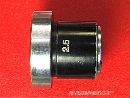Optical Finder for Nikon's Rangefinder (RF) Nikkor 2.5cm f/4.0 (25mm f/4.0) top view with 2.5 marked