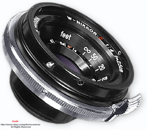 Side view of S-mount Bayonet type W-Nikkor.C 1:4 f=2.5cm lens photo provided by gokelvin camera@EBAY.com