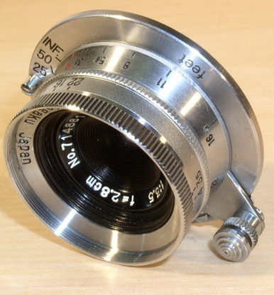 Nikon W-Nikkor-C 1:3.5 f=2.8cm wideangle lens in Leica screw mount (SM) in another angle/view