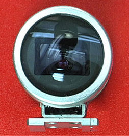 Front view of Nikon dedicated Optical Finder for 2.8cm f/3.5 rangefinder (RF) wideangle lens