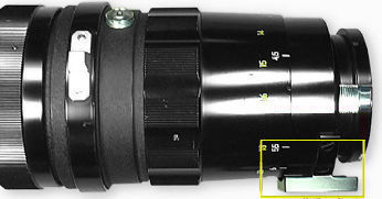 The chrome version  tripod collar on the rangefinder Nikkor 350mm f/4.5 telephoto lens